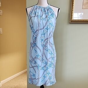 J. McLaughlin Blue Chain Pattern Mini Dress